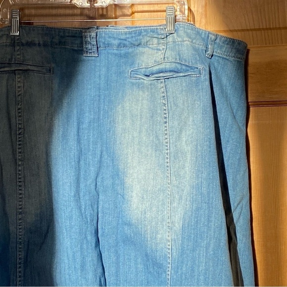 Lane Bryant Zip Front Raw Hem Distressed Denim Jean A-Line Skirt Size 28 - Picture 14 of 16